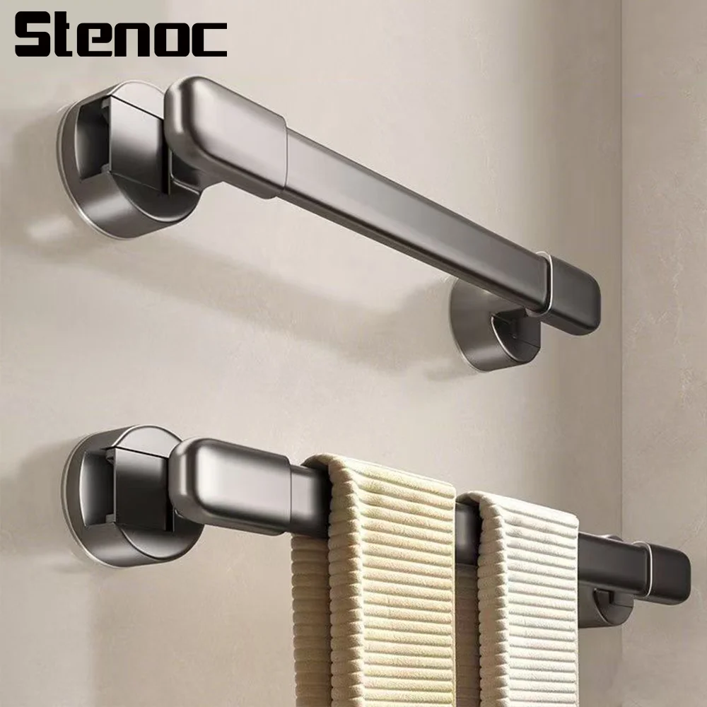 

Съемная настенная вешалка для полотенец цвета оружейной стали на присосках, многофункциональная подставка для хранения тапочек в ванной комнате