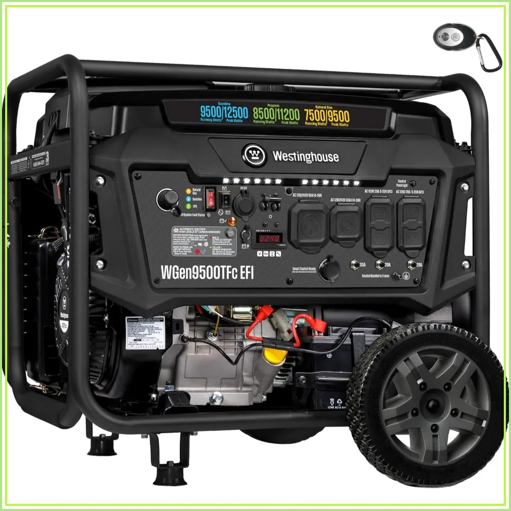 Tri-Fuel Portable Generator 12500W Home Backup Electric Start Gas Propane Natural Gas