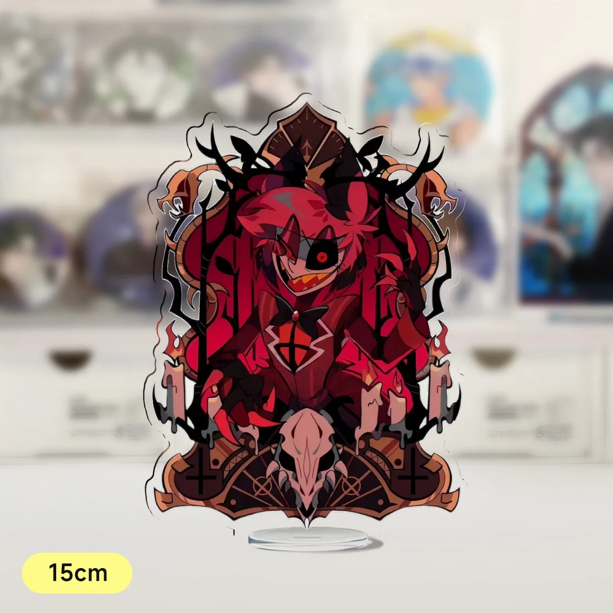 Alastor 3 Vees in piedi Anime portachiavi gioco cartoon portachiavi donna stampa creativa figura modello piatto portachiavi regali acrilici