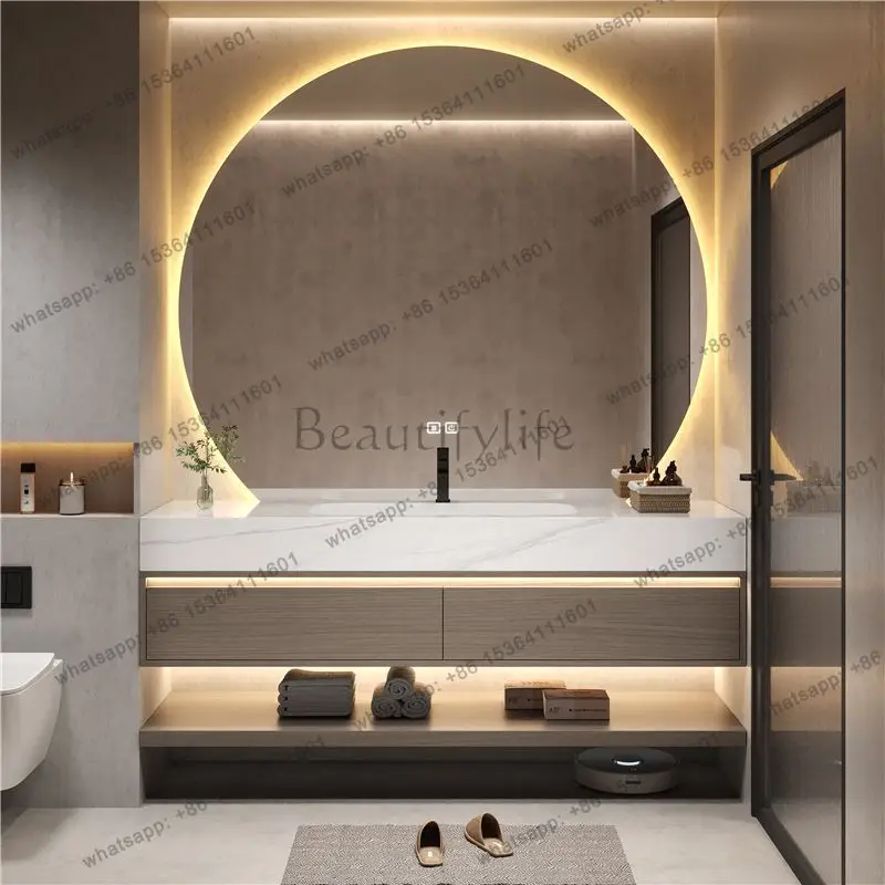 LDLuxury Bathroom Vanity with Sink Slate Ceramic Seamless Washbasin Integrated Bathroom Cabinet Combined Toilet