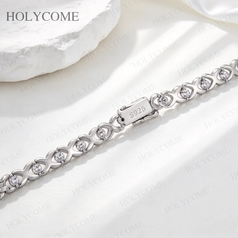 Moissanit-Armband 925 Sterling Silber Infinity Love Gliederarmband für Damen Funkelnder Luxus Hochzeits- und Party-Schmuck – Detail 6