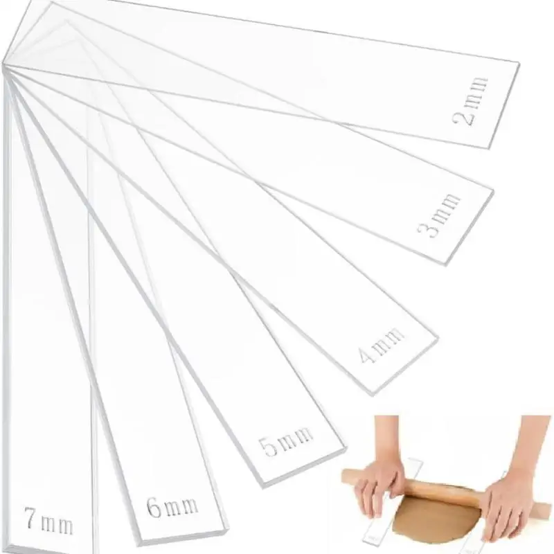 6 Sizes 2-7mm Adjustable Acrylic Clay Depth Guide 12Pcs Polymer Clay Thickness Ruler for Professional Sculpting