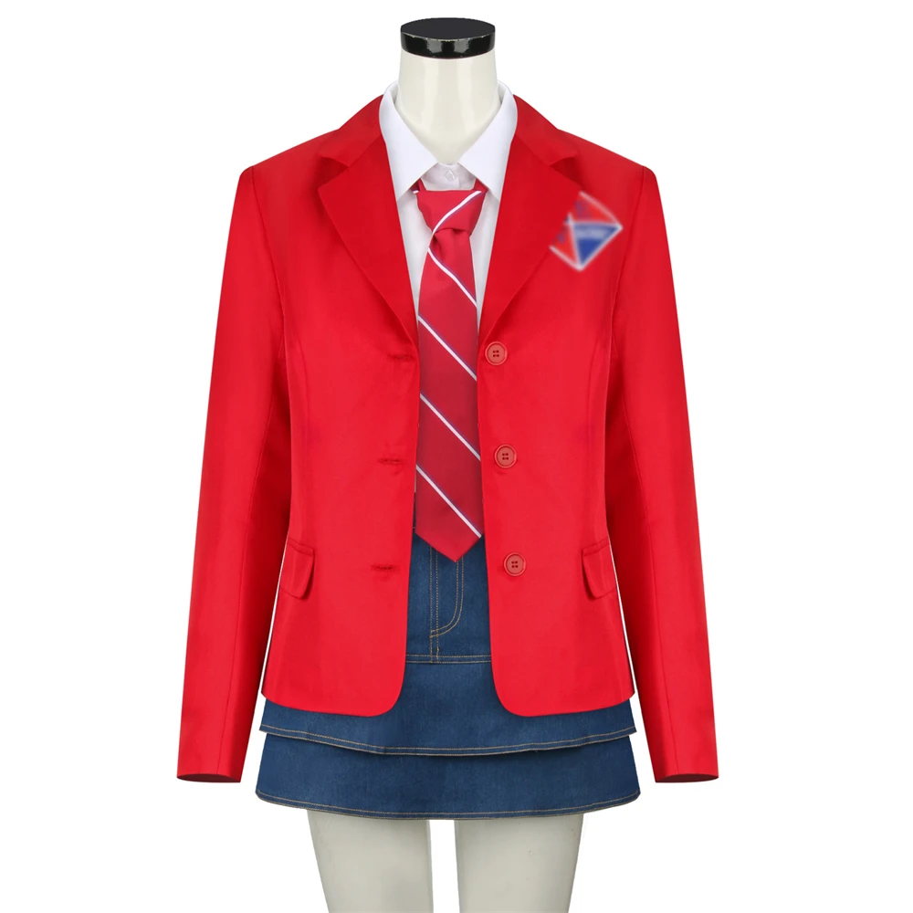 EWS Rebelde School Uniform for Girls High School Student Suits Red Jacket Shirt Skirt Tie Sets Halloween Cos Party Outfits