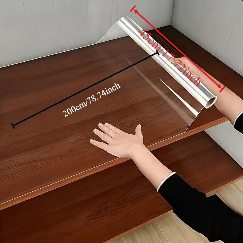 Large-Sized Half-Roll Transparent PVC Anti-Oil Film Electrostatic Adhesive for Cabinets Walls Countertops Wooden Surfaces