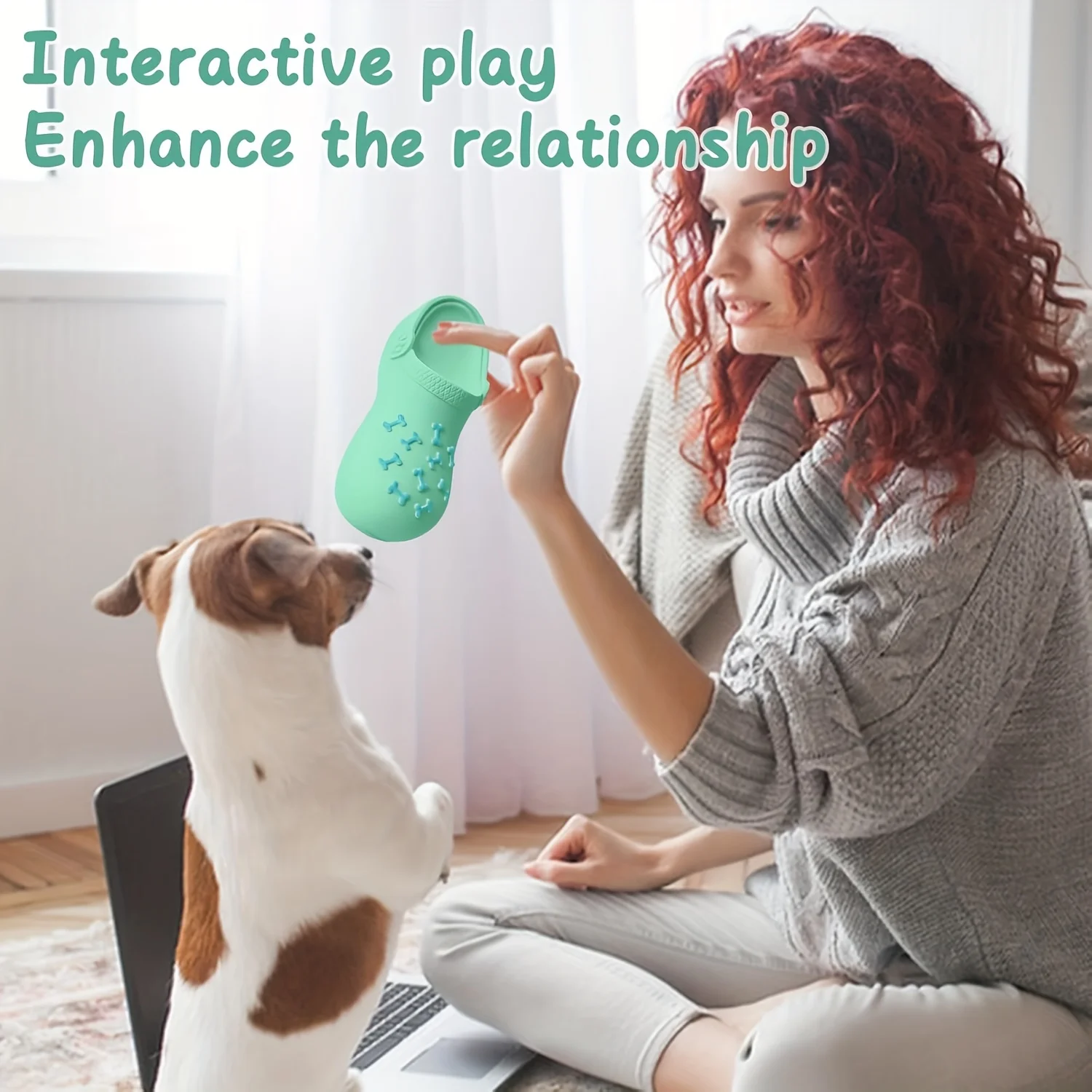 Juguete interactivo para perros chirriantes, para masticadores agresivos, zapatillas de goma duraderas, juguete para masticar con diseño "I Love You", 1 ud.