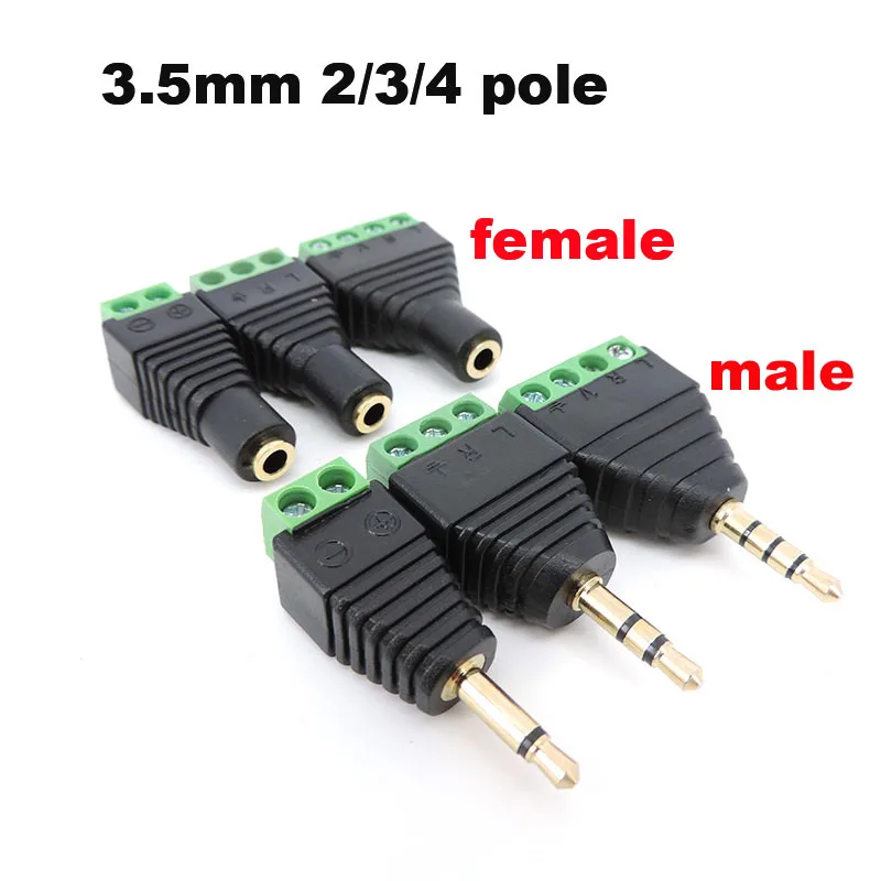 2/3/4 Pole Section 3.5mm audio Male female jack connector mono stereo DC free screw  interface terminal block channel plug R23