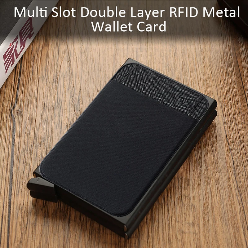 Rfid Double Metal Case Card Holder Men Wallets Anti Rfid Blocking Male Short Pop Up Magic Smart Wallet Small Minimalist Walet