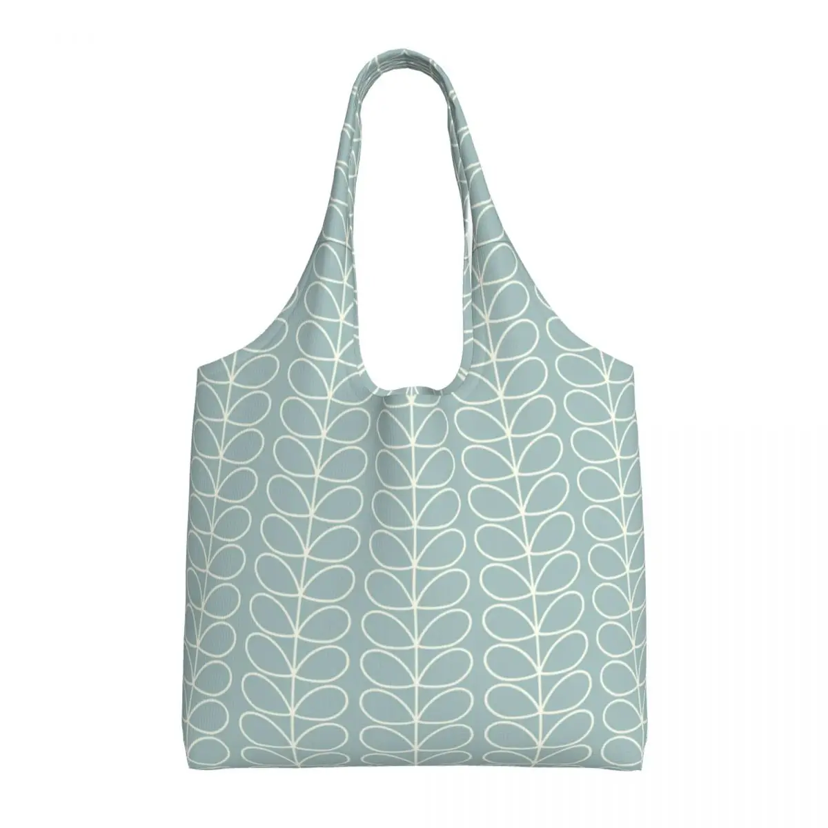 Custom Fashion Orla Kiely Linear Stem Aqua Shopping Tote Bag Recycling Grocery Canvas Shoulder Shopper Bag Photograph Handbags