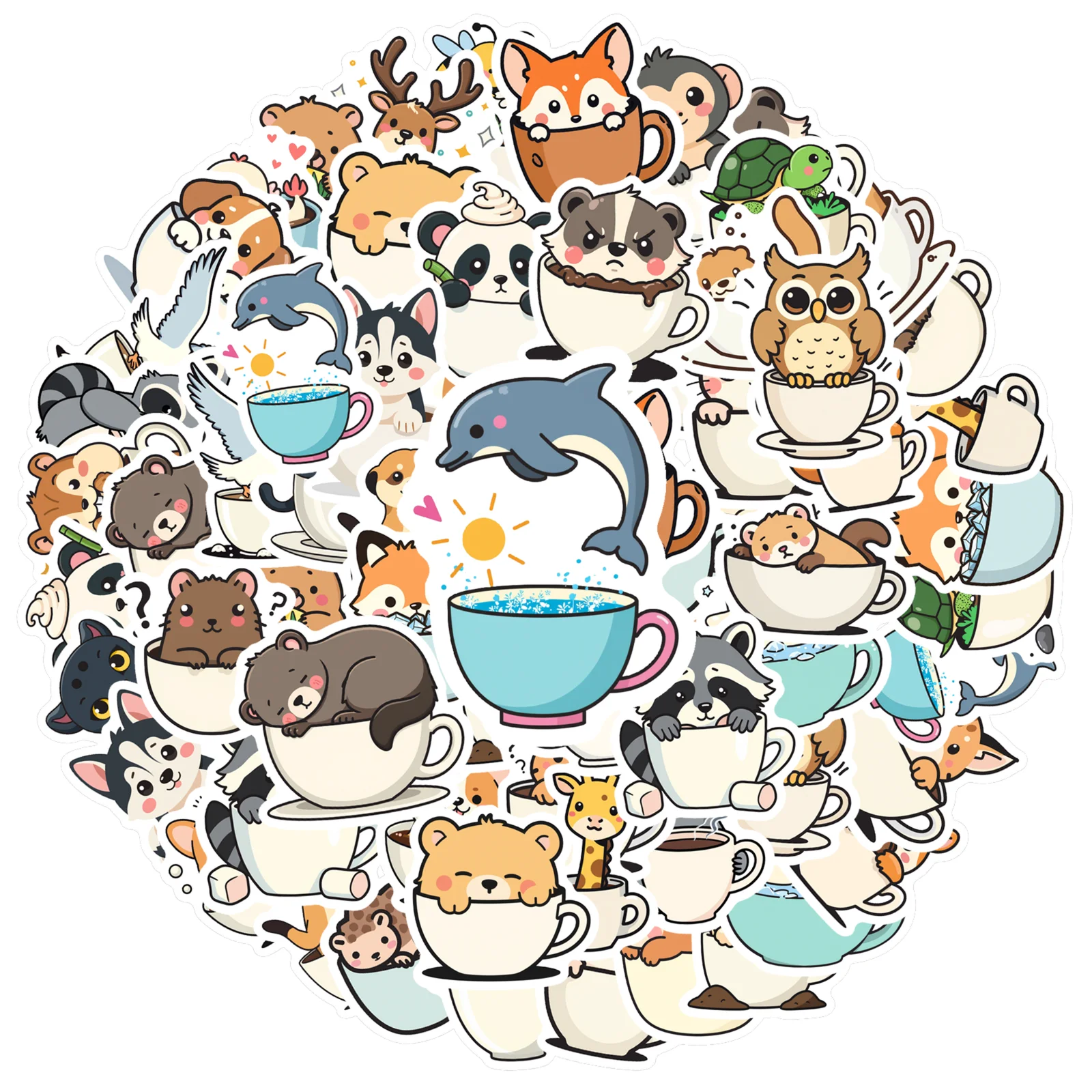 35-100 قطعة كأس الحيوان ملصق ألبوم سكرابوكينغ لاصقة تزيين Kawaii القرطاسية المعلم مكافأة ملصقات ديكو الأمتعة المحمول