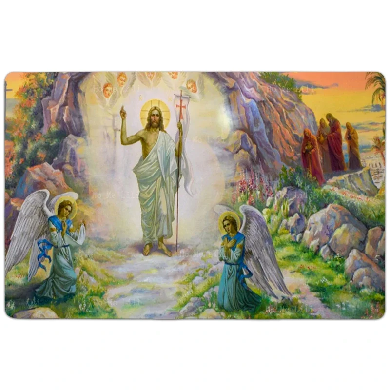 Honor Of Our Lord Jesus Christ Angel The Foundation True World Resurrection Soft Carpet Flannel Floor Rugs By Ho Me Lili