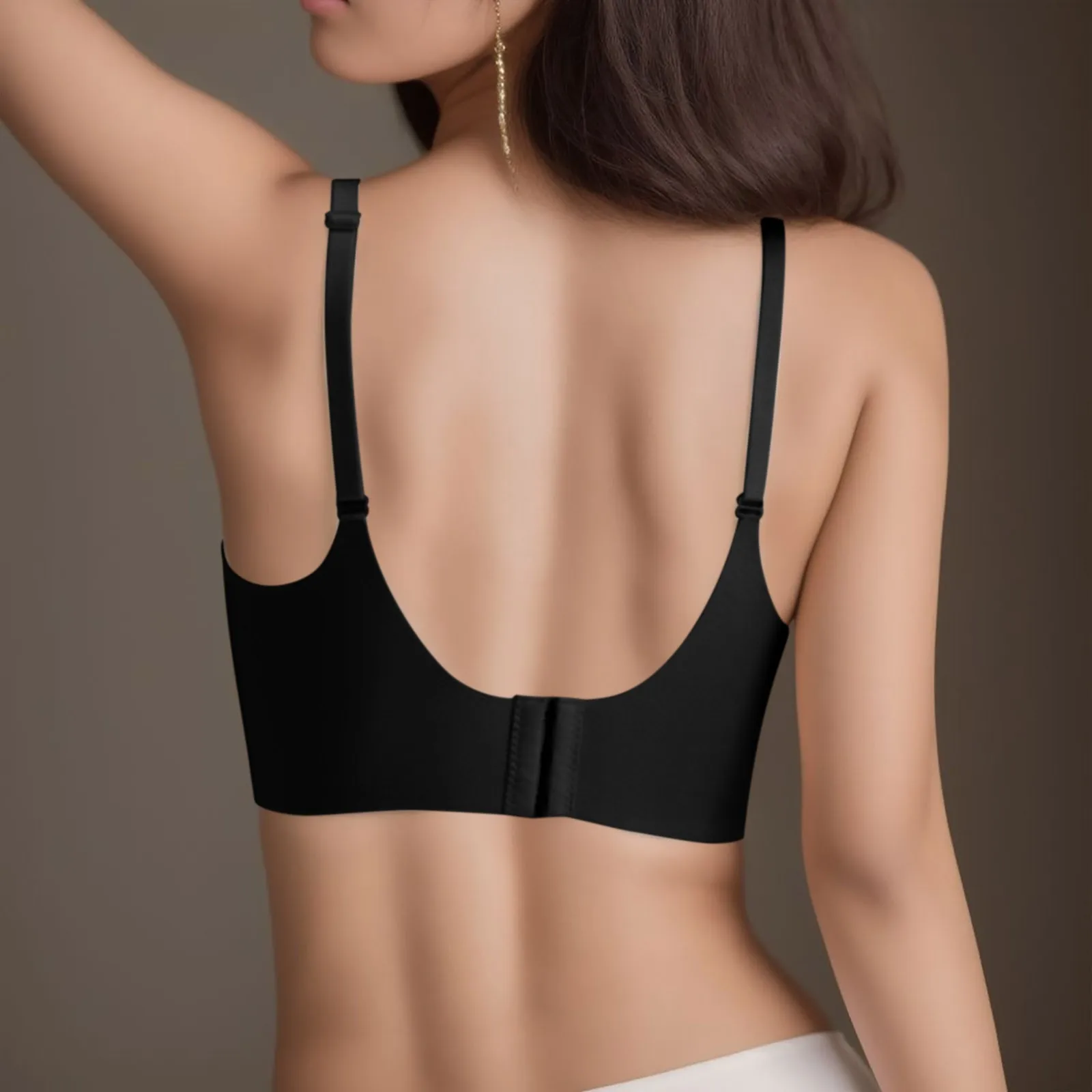 

New Women'S Comfortable Traceless Backless Bras Sexy Summer No Steel Ring Wrapped Black White Solid Color Breathable Bra