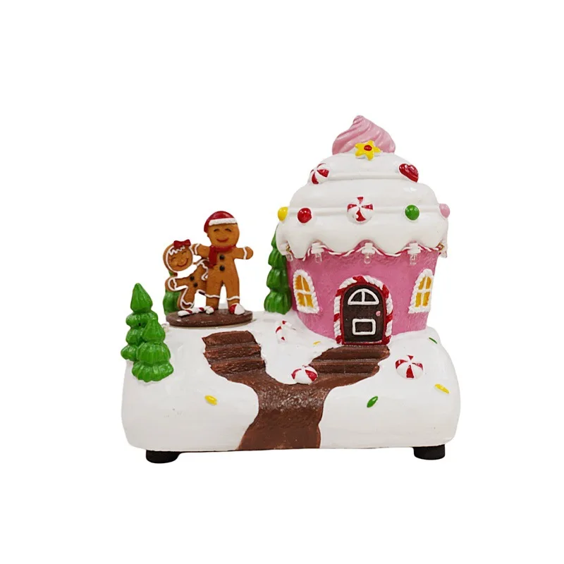 新しいクリスマスオルゴール新しい発光樹脂スノーハウス形の飾りクリエイティブ装飾クリスマスギフト