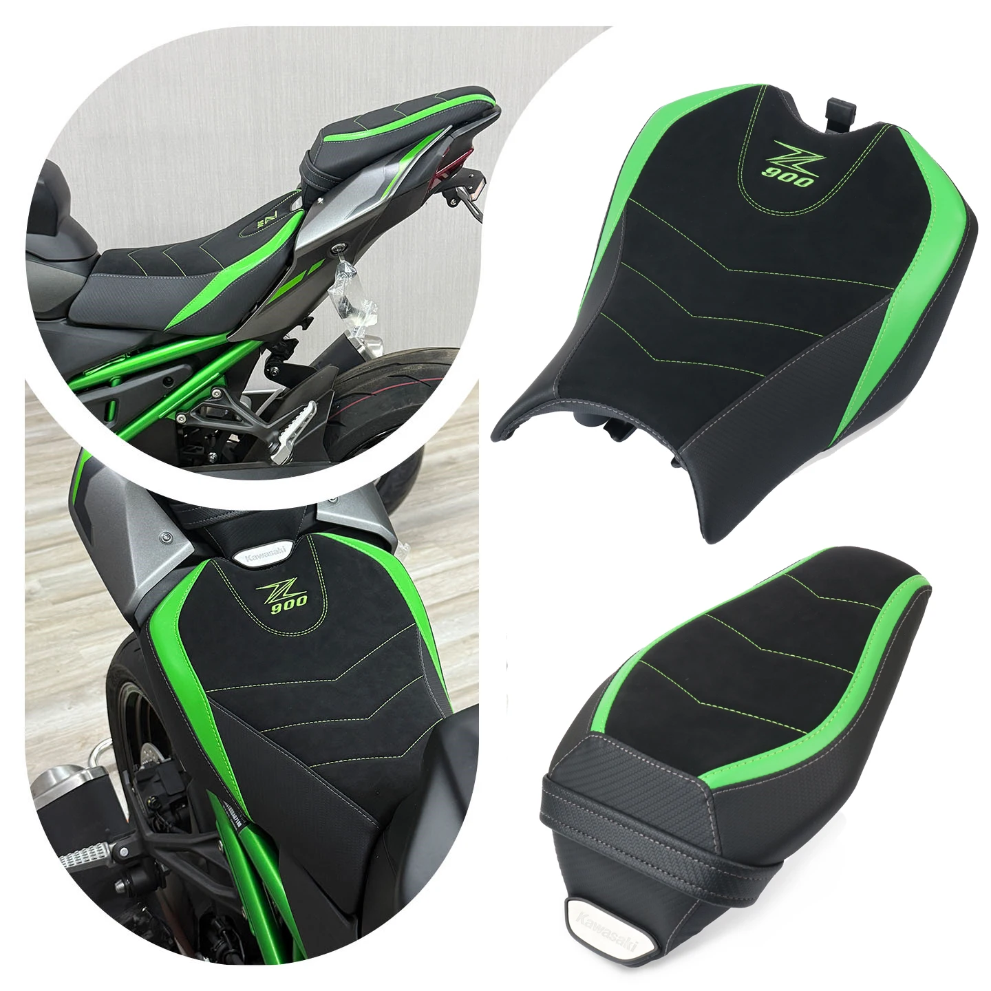 

Fit For Z900 Z 900 2025 2026 Motorcycle Seat Pad Leather Pillow Cover Front Driver & Rear Passenger Cowl Pillion Saddle Cushion