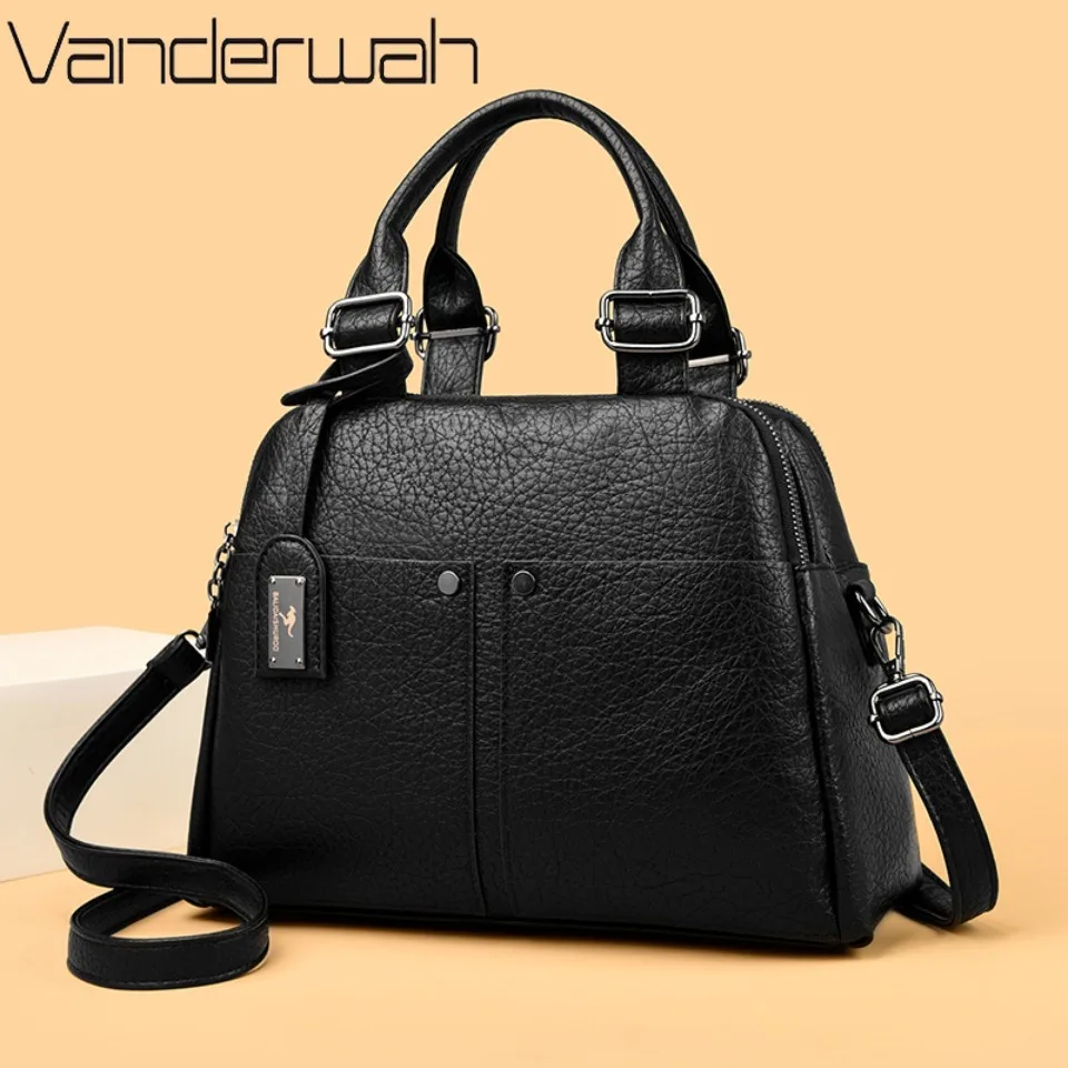 High Quality Handbags Multi-pocket PU Leather Shoulder Crossbody Bags for Women Ladies Messenger Sac Daily Commuting Tote Bag