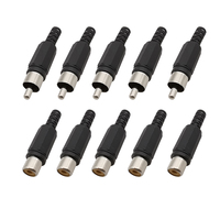 10Pcs Black Plastic RCA Male Plug / RCA Female Jack Audio Video Welding Connector