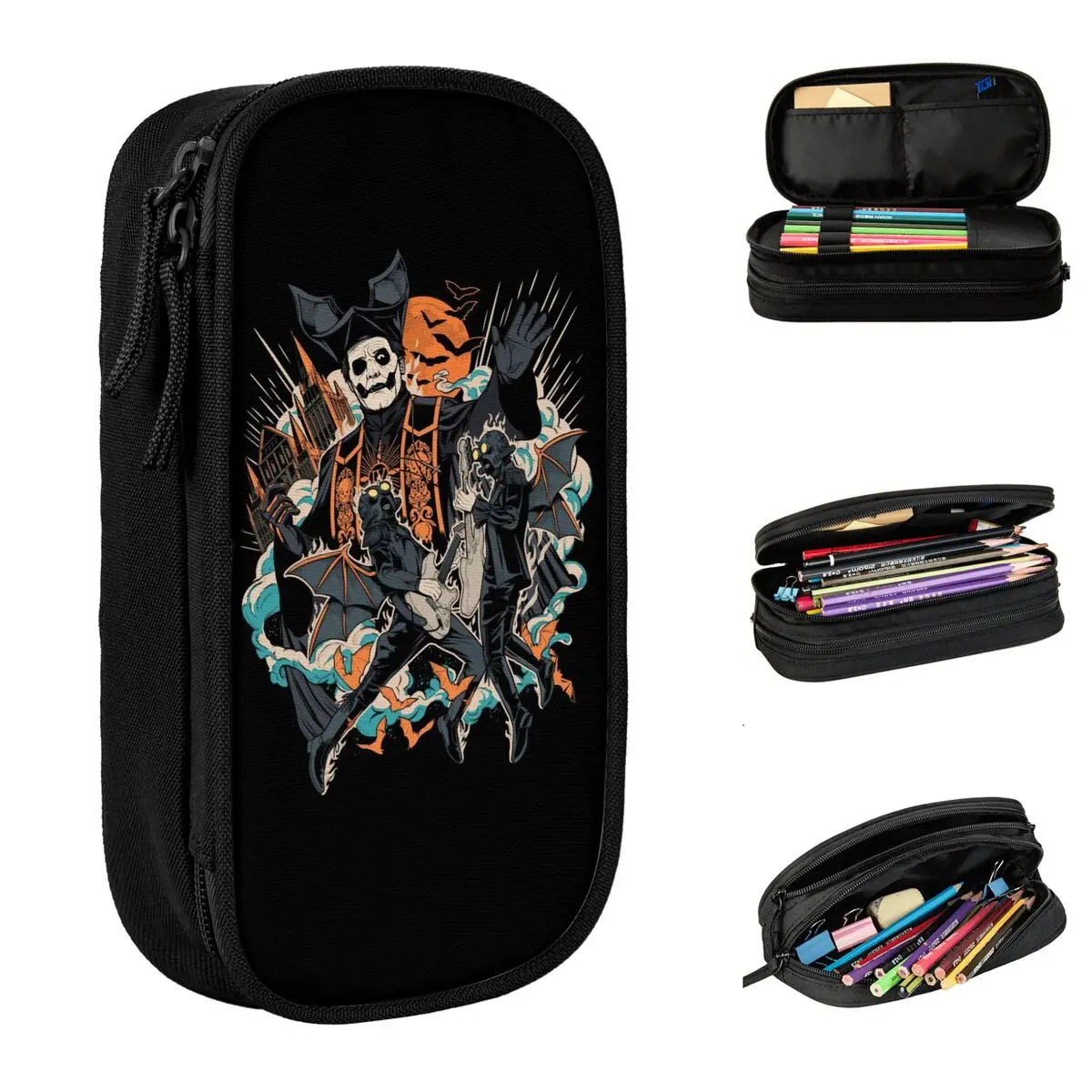 Heavy Metal Band Pencil Cases Ghost Pen Box Bags Girls Boys Big Capacity School Supplies Gifts Pencilcases