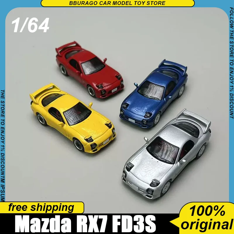 In Shock Sonic Gear 1:64 Mazda Rx7 Fd3s, Modelo Fundido a Presión, Réplica de Coupé JDM con Embalaje en Blíster, Juguetes Coleccionables, Regalo para Niños