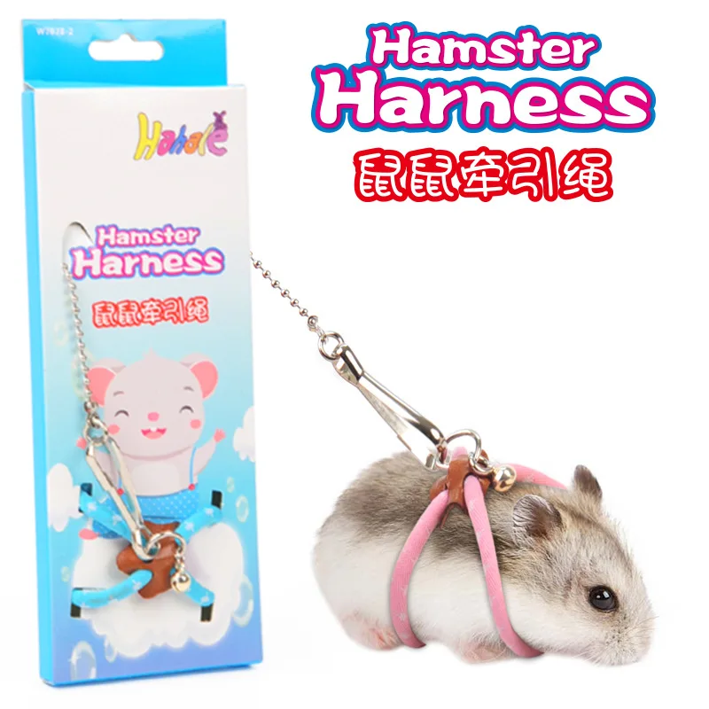 

Adjustable Biteproof Hamster Leash Small Pet Walking Harness Outdoor Exercise Lead with Safety Clip for Rats Mice Gerbil Travel