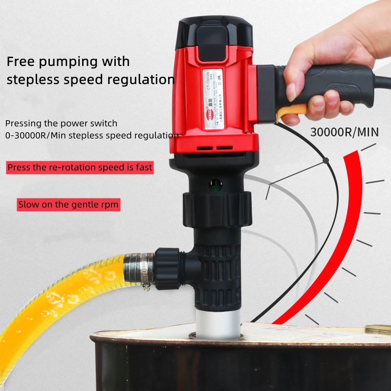 Portable 220V Electric Hand Barrel Pump1300W Six-speed Vertical Oil Pump diesel oil drum with electric oil pump