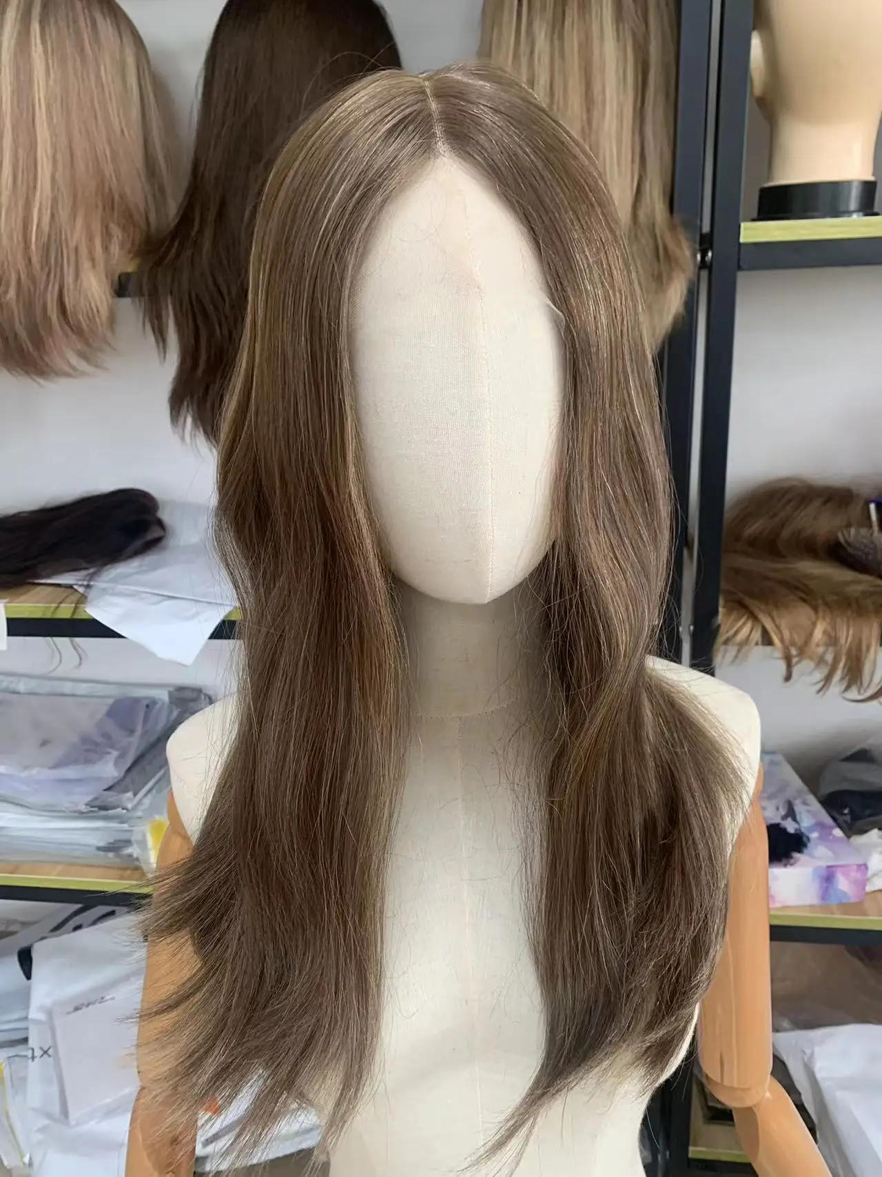 

Yelin #4818 Jewish Lace Top Wigs European 100% Human Hair Natural Slik and Soft Kosher Fashion Wigs