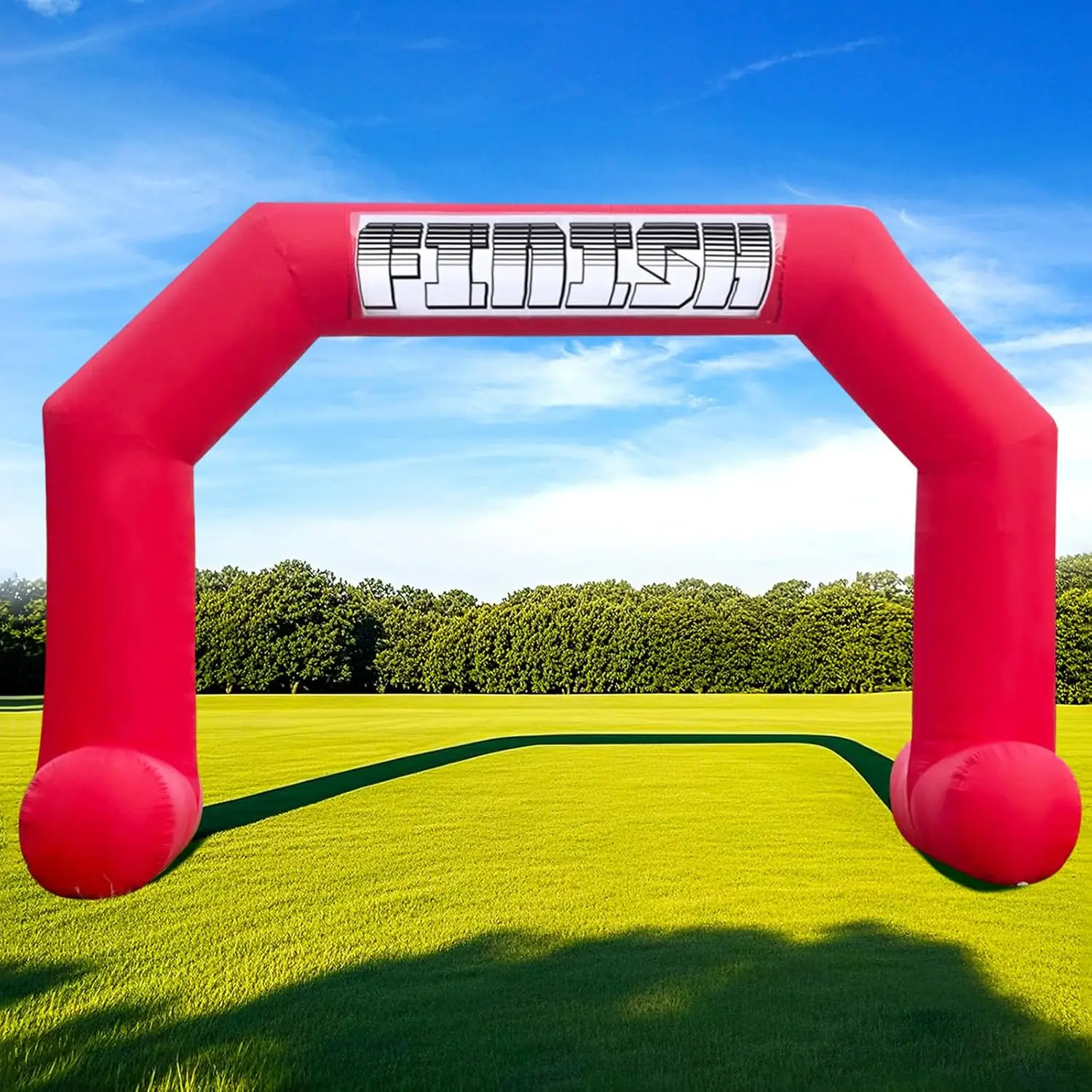 20Ft Inflatable Arch Red with Built-in Blower, Hexagonal Inflatable Racing Archway with 3 Interchangeable Banners (Start/Finish)
