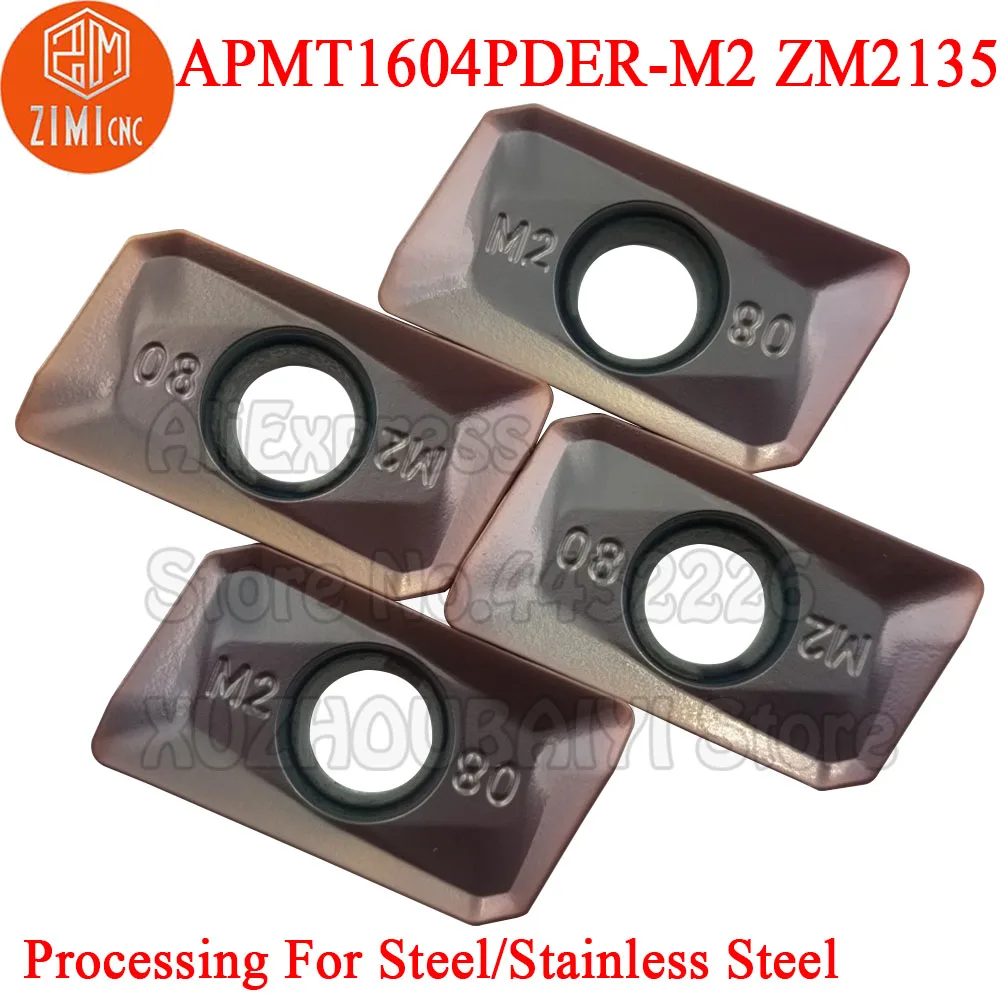 10 pz APMT1604PDER-M2 ZM2135 muslimym2 ZM2135 APMT1604 PDER APMT 1604 inserti di fresatura in metallo duro utensili per tornitura taglierina CNC