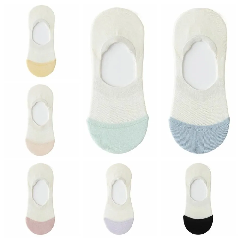 7Pairs Non-slip Mesh Boat Socks Patchwork Breathable Short Invisible Socks Low Cut Ankle Hosiery Summer Socks Women Female