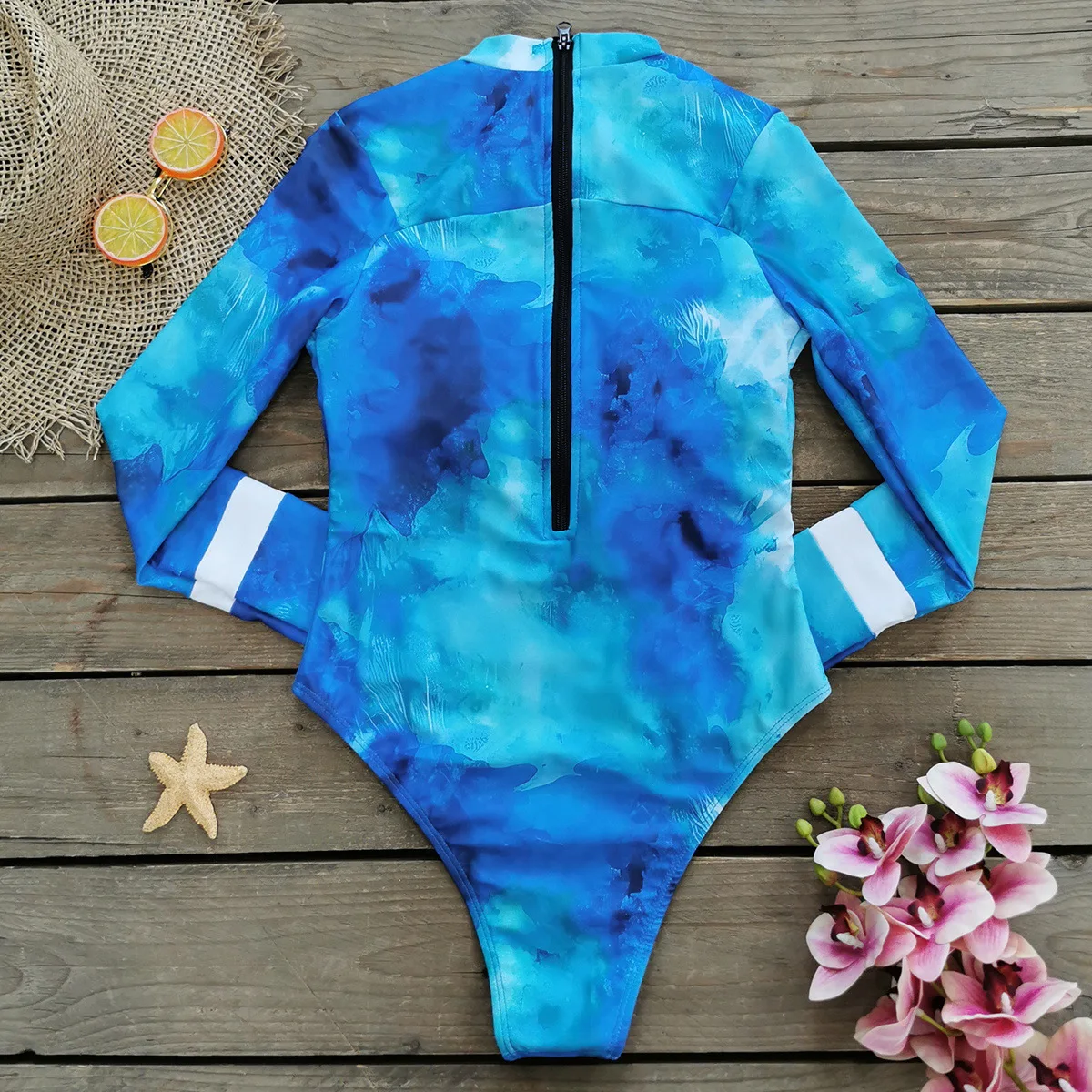 Blue One Piece ชุดว่ายน้ํา 2025 ใหม่ Vintage Retro ชุดว่ายน้ําผู้หญิงชุดว่ายน้ําชุดว่ายน้ํา Beachwear Monokini ชุดว่ายน้ําหญิง