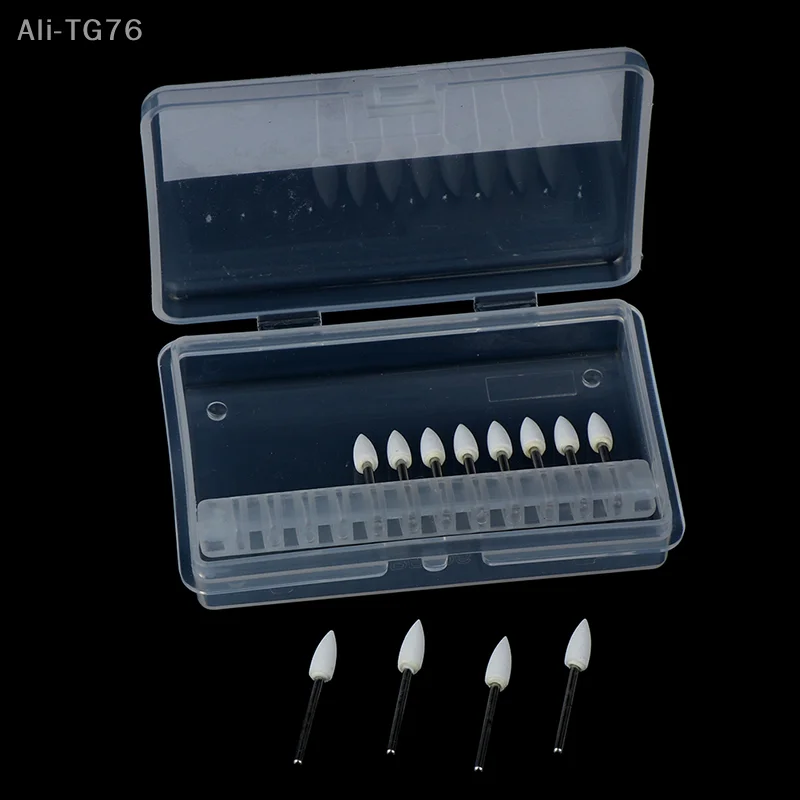 Pedras de polimento brancas dentárias, formato de cone de chama, pedra da Arkansas, 12 unidades/conjunto