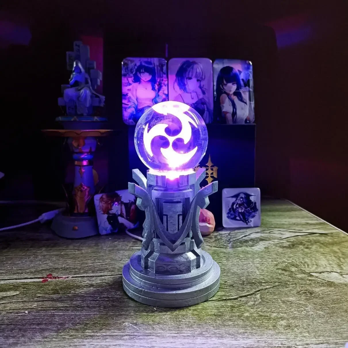 Genshin Impact Game Peripherals Element Monument Vision Phenolic Epoxy Resin Crystal Ball Seven Elements Small Night Light Gifts