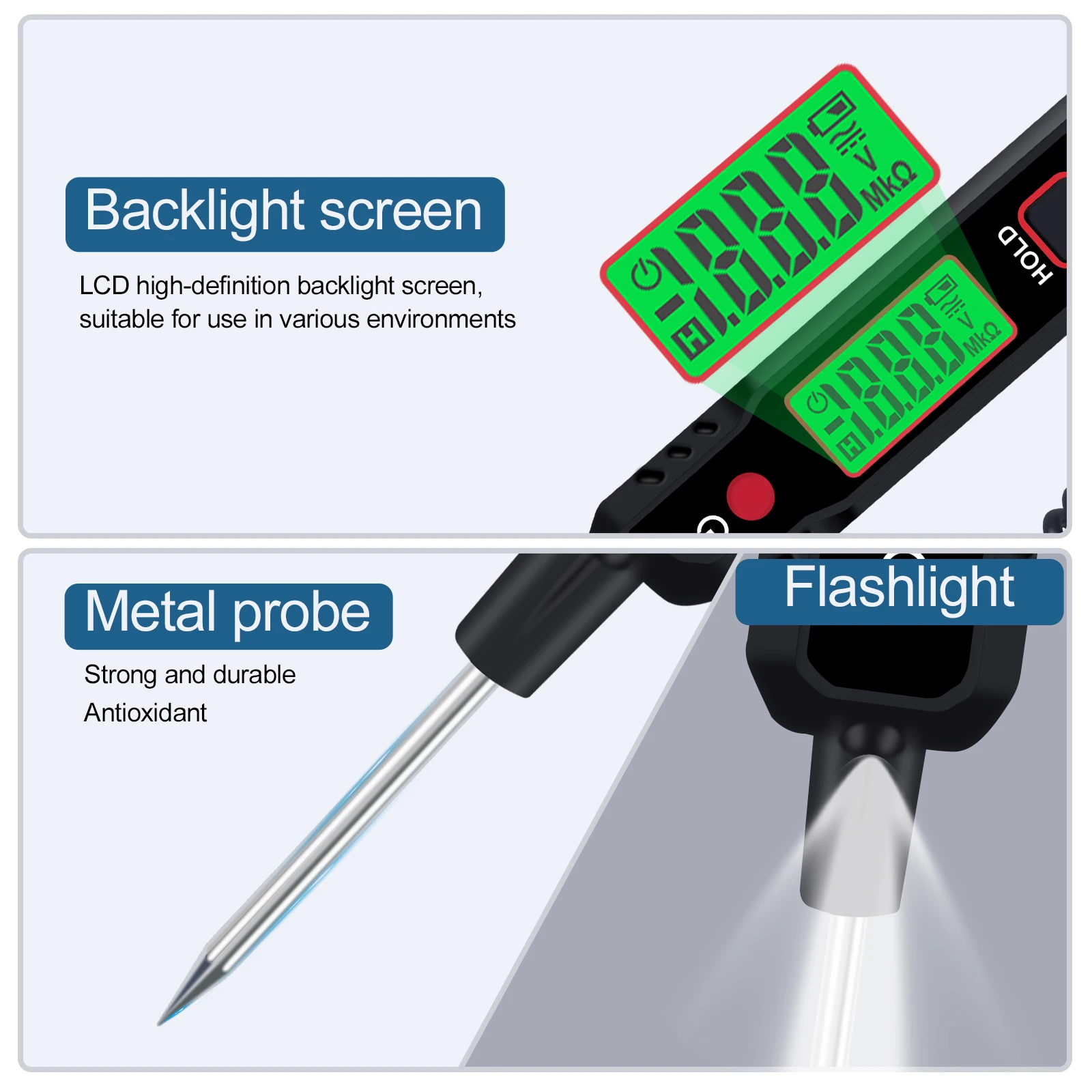 Xin Tester 100V Pen Type Car Voltage Detector Smart Non-Contact Adjustable DC Voltage Backlight Tester XT86A