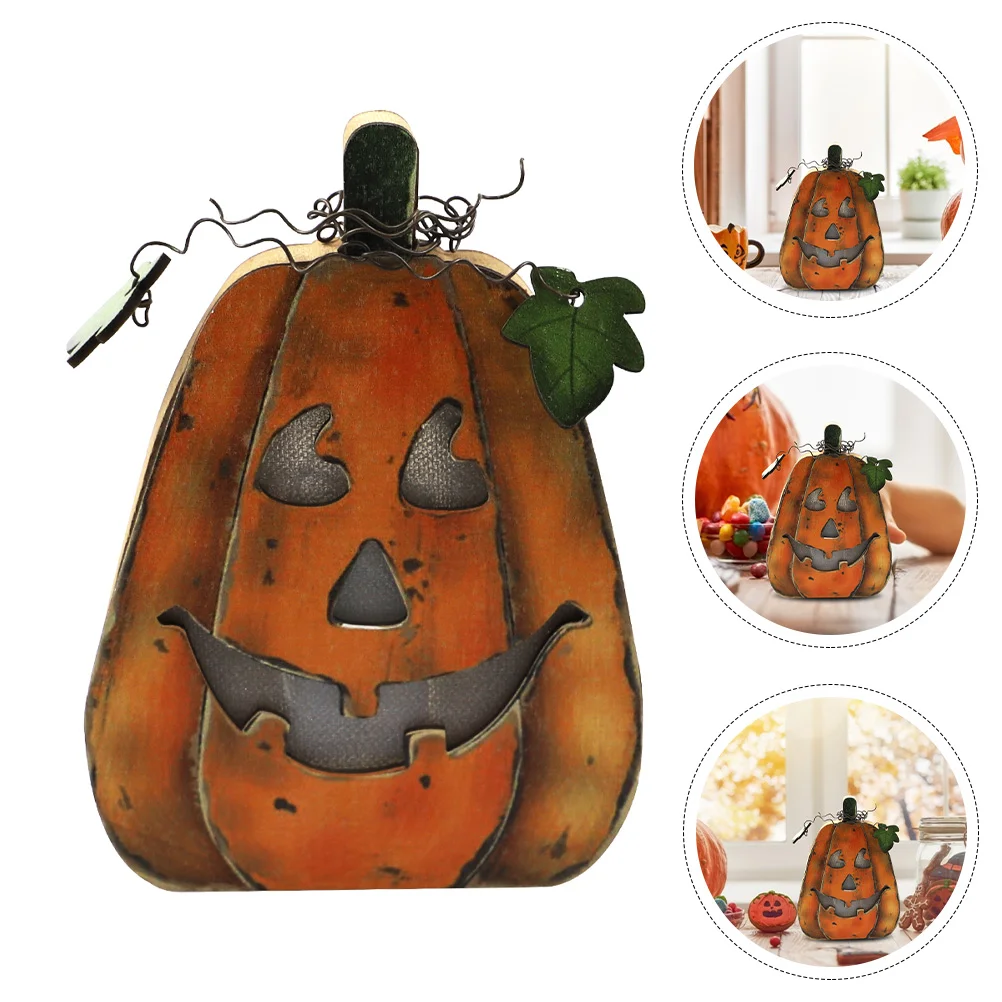 

Light Up Pumpkin Lanterns LED Wall Lights Ornament Decor Party Wooden Halloween Lamp Decorate Standing