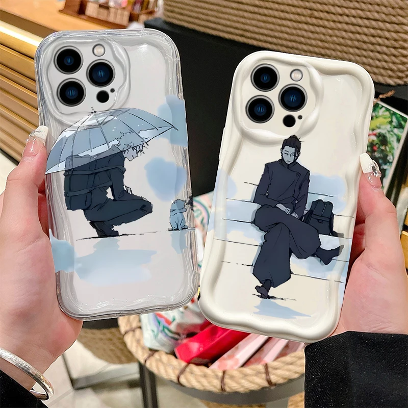 Jujutsu Kaisen Satoru Gojo جراب هاتف آيفون 16 15 14 13 12 11 Pro Max Plus 16E XR XS X 7 8 S-ستراي غطاء شفاف مقاوم للصدمات