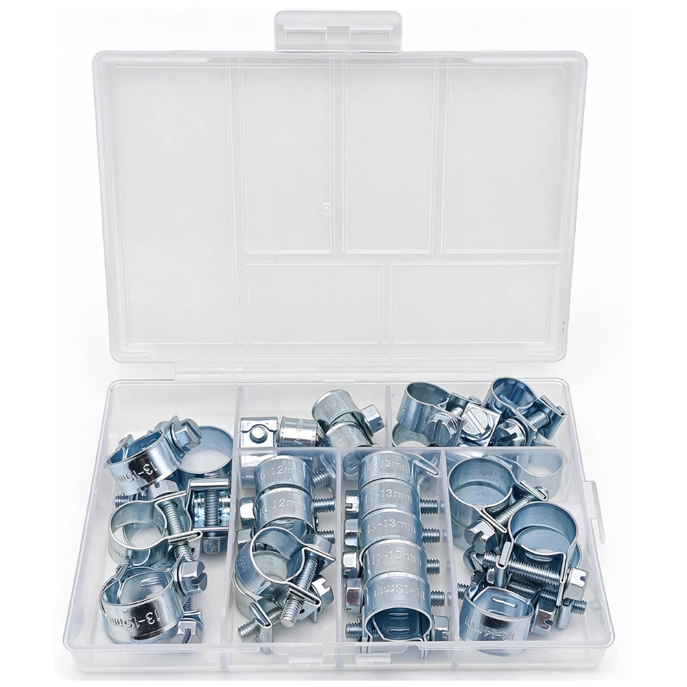 30Pcs 7-15mm Fuel Injection Gas Line Hose Clamps Clip Pipe Clamp Kit, Hoses Clamps Sleeving,for Automotive Diesel Petrol Pipe
