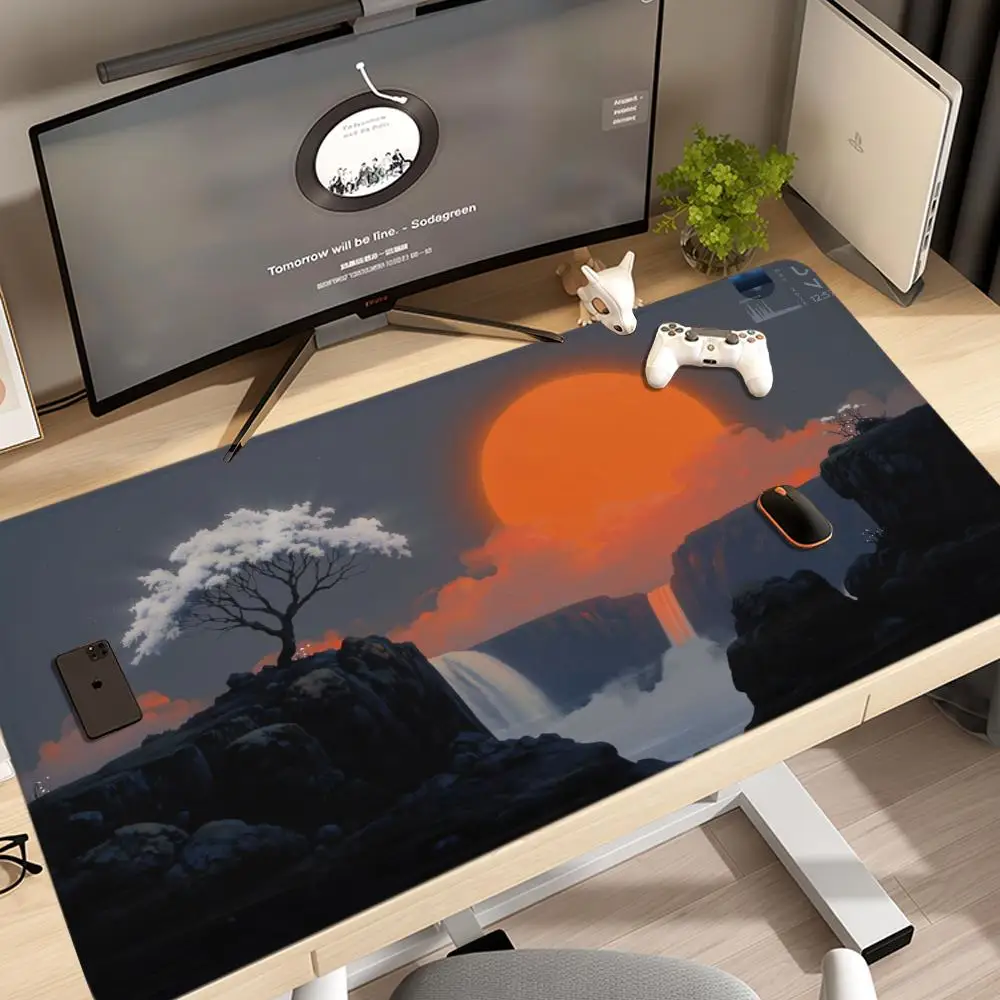 

Коврик для мыши с мистическим пейзажем 1200x600, популярный аниме csgo Taro Sakamoto Days XXL, большие игровые нескользящие офисные коврики для клавиатуры, настольный коврик