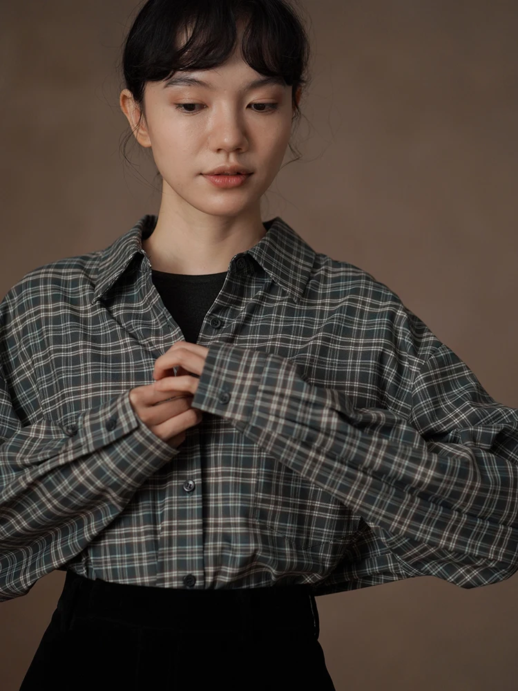 

Хакикики Miss Madras, винтажный клетчатый топ с заниженными плечами, свободный бюстгальтер с многослойным воротником, женский топ для поездок на работу, простой Sle