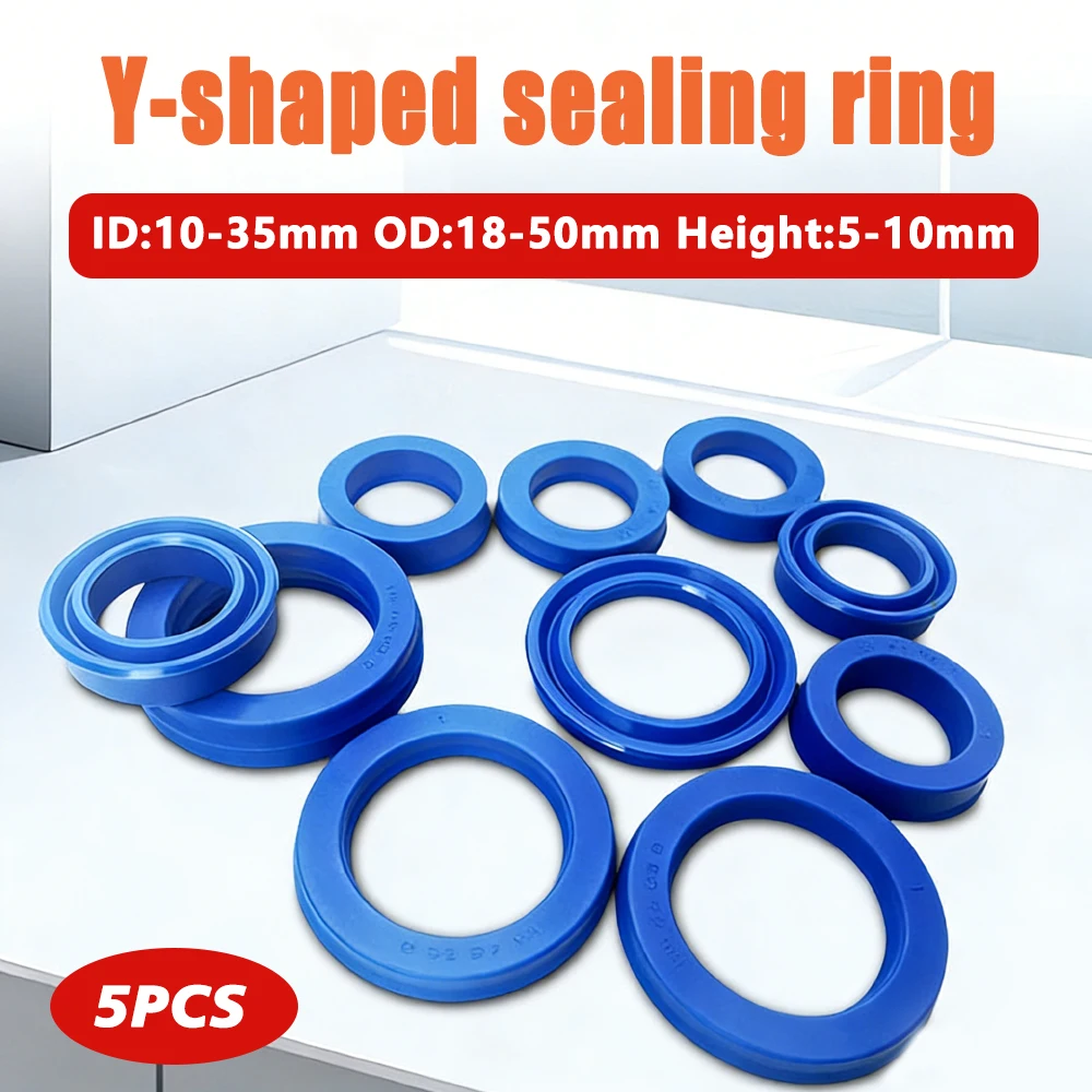 5Pcs ID10-35mm Polyurethane Y/UN/UHS Oil Seal OD 18-50mm Height 5-10mm Hydraulic /Cylinder Seal O-ring PU Wear-resistant Gasket