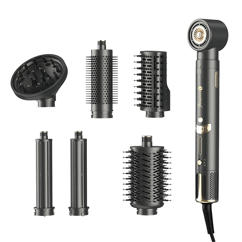 

Multifunctional High-Speed Styler Ionic Hair Dryer 7 in 1 Hair Styler Hot Air Comb with Heatless Curler Wand and Straightener