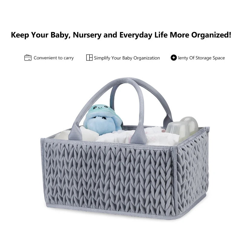 Baby Diaper Storage Bag Large Capacity Diaper Hand in Hand for Handheld Storage Basket Waterproof Partition Storage