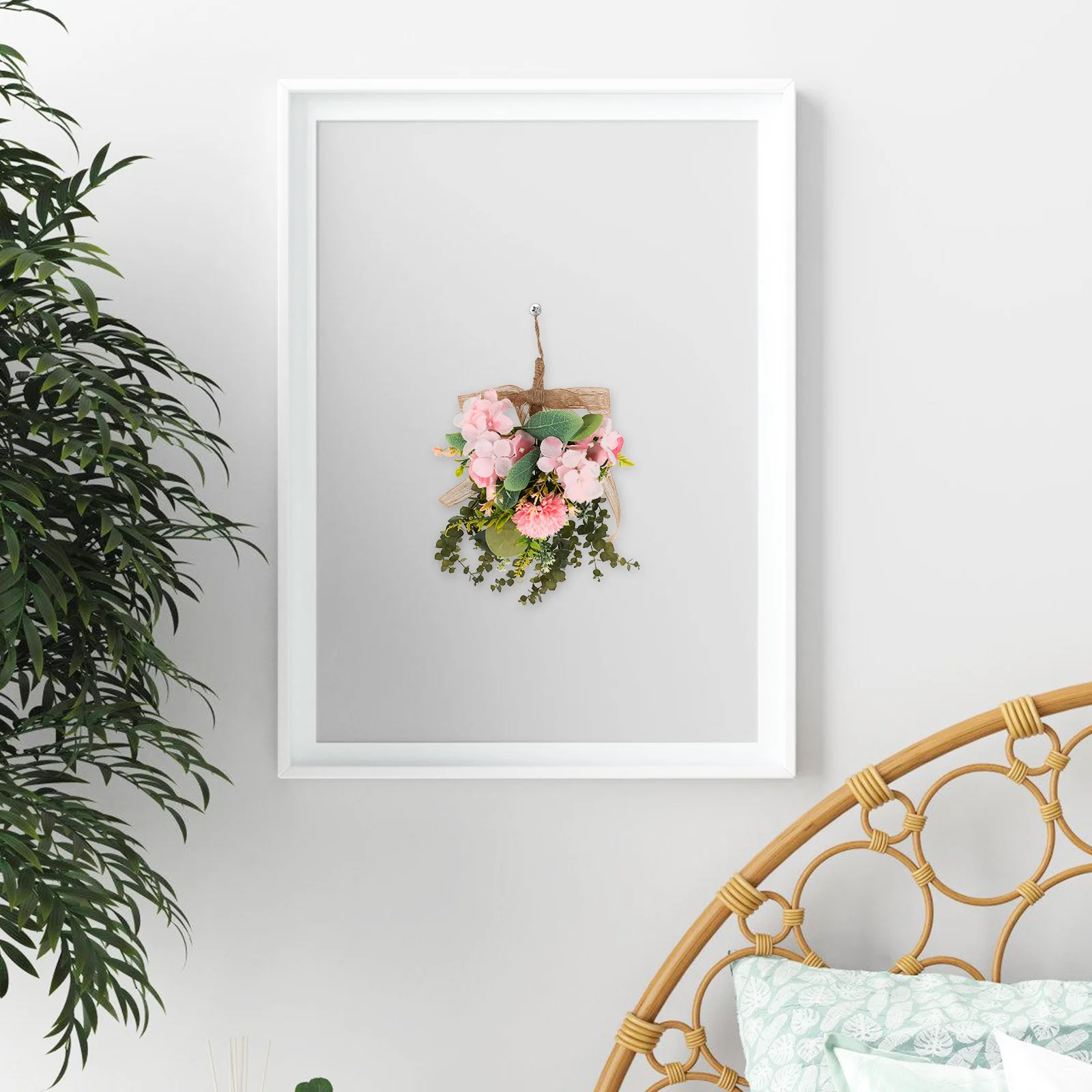 

Artificial Chrysanthemum Eucalyptus Wall Hanging Bouquet Pink Spring Summer Floral Wreath Rustic Home Decor Kitchen Cabinet Door