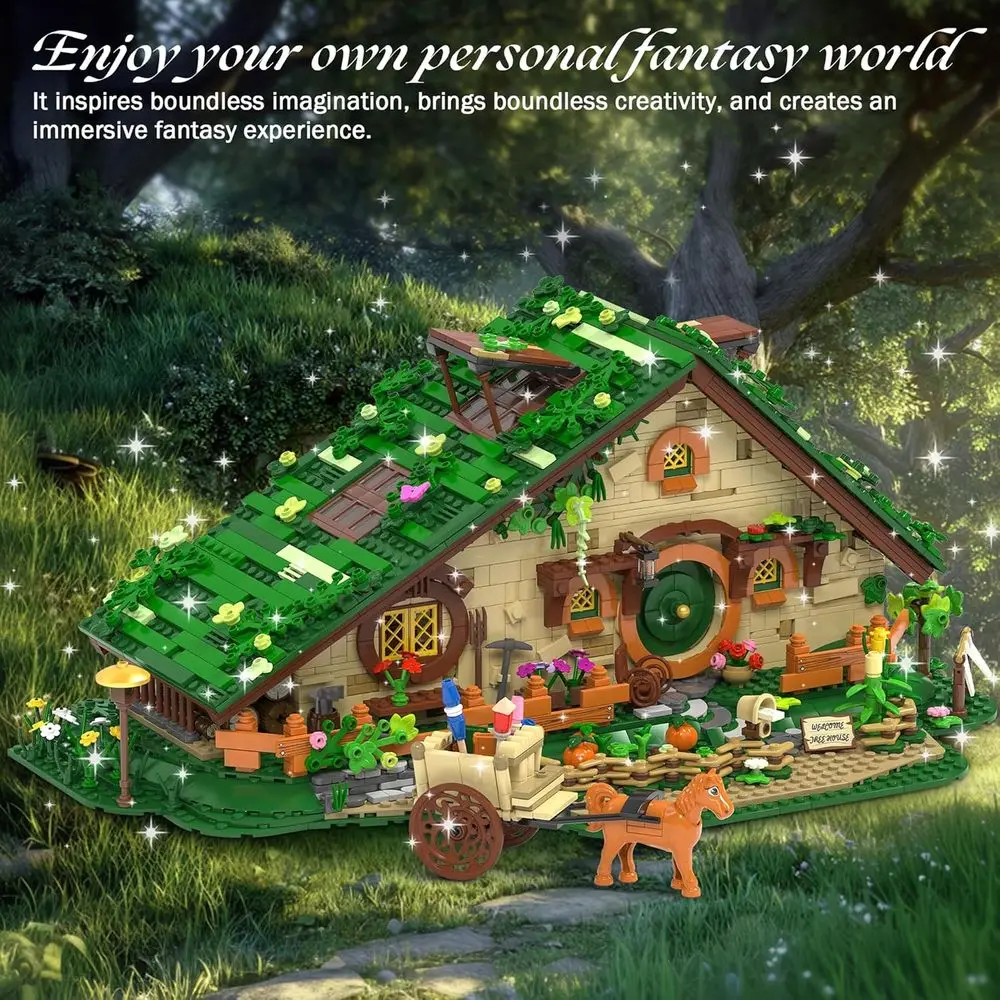 Juego de bloques de construcción de casa en el árbol medieval de fantasía con interior, jardín, 2088 piezas, regalo ideal para adultos