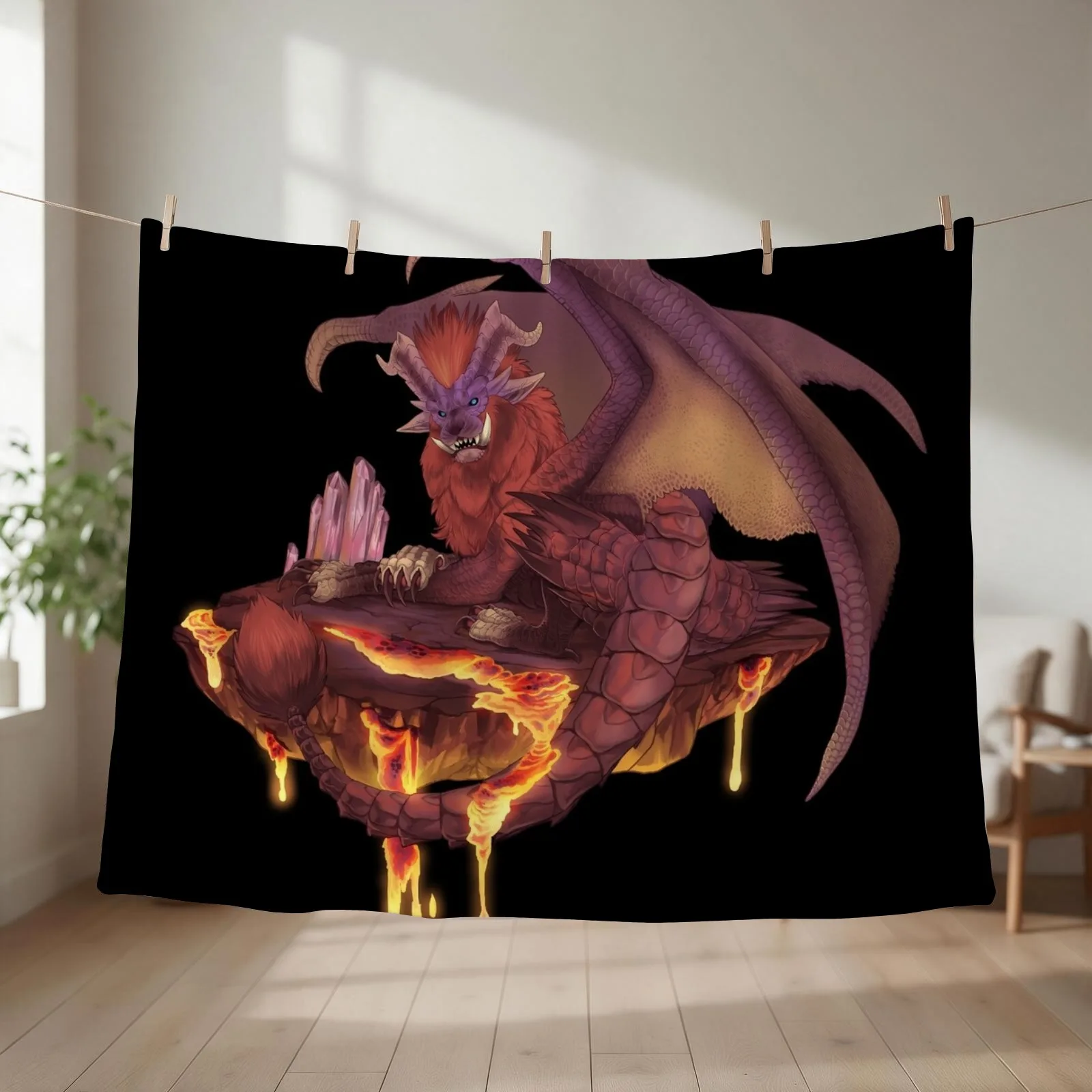 Elder Dragon - Teostra Throw Blanket couch cozy soft plush fuzzy picnic outdoor blanket