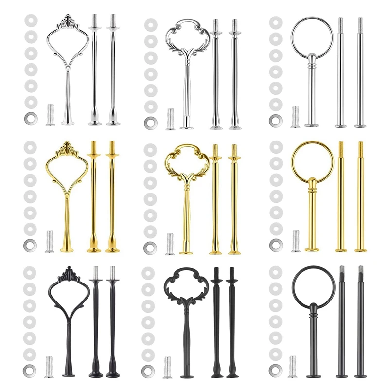 9 Set Cake Stand Hardware Kit Tiered Tray Hardware Fittings For Cake Stand,3 Tier Cake Stand Fittings Hardware Holder