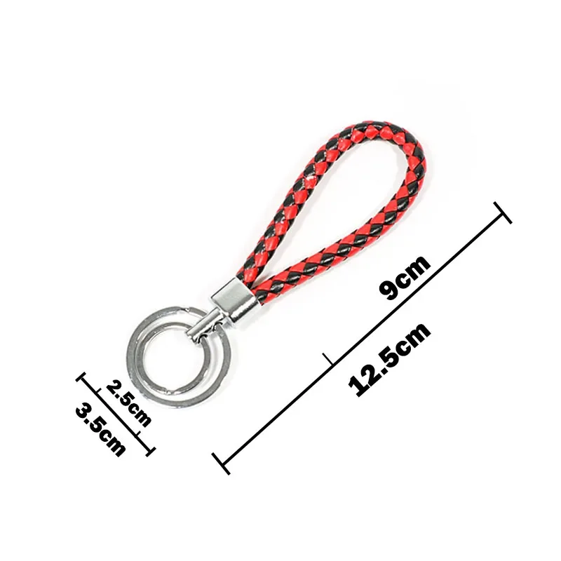 New Unisex Braided Leather Rope Handmade Waven Keychain Leather Key Chain Ring Holder for Car Keyrings Men Women KeyChains