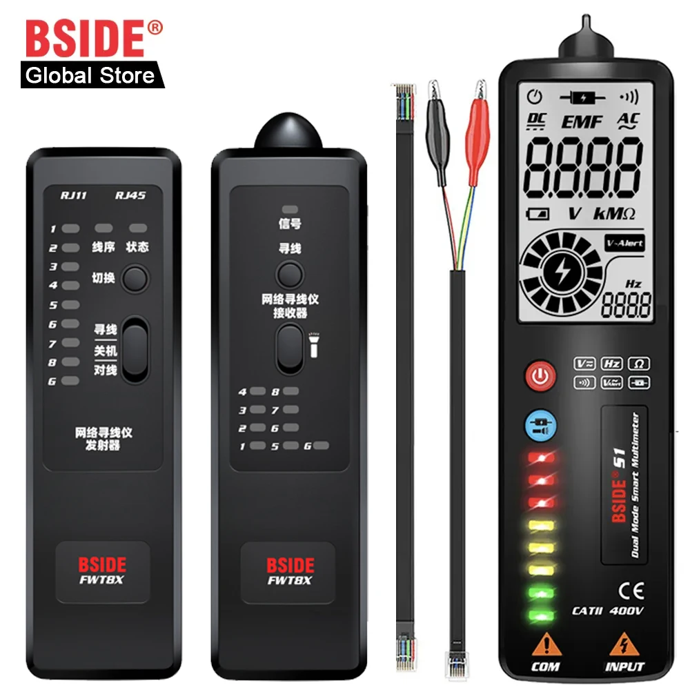 

BSIDE Network Cable Tracker RJ11/RJ45 Cat5 Cat6 5G WIFI Telephone Wire Tracer Toner Ethernet LAN Tester Detector Line Finder