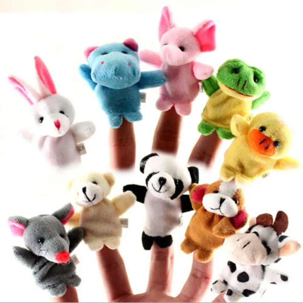 10Pcs Funny Cartoon Hand Finger Puppets Dolls Cute Finger Soft Children Gifts Animal Hand Puppets Parent-Unisex Game Props