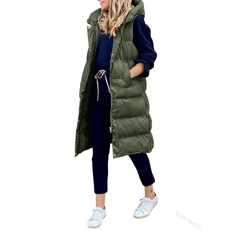 Manteau Long à Capuche en GlaCotton pour Femme, Vêtements de Neige, Nouvelle Collection Automne et Hiver 2022