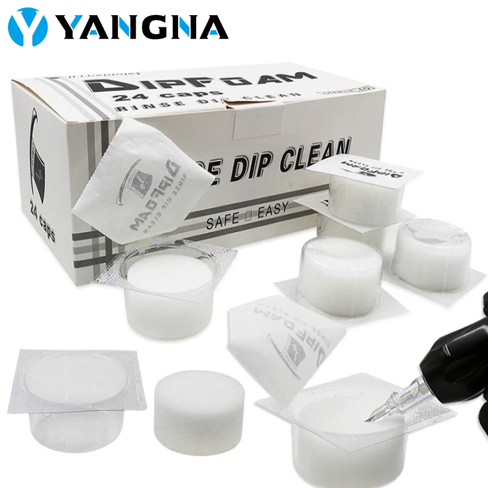 8/12/24/48PCS Rinse Dip Clean Tattoo Disposable Dip Foam Rinse Caps Cup Tip Cleaning for Tattoo Needles Inks Makeup Tools Supply