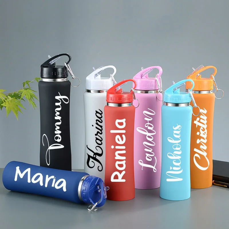Personalized Insulated Stainless Steel Water Bottle with Straw, Engraved Fitness & Cycling Bottle, Perfect Gift for Men Women