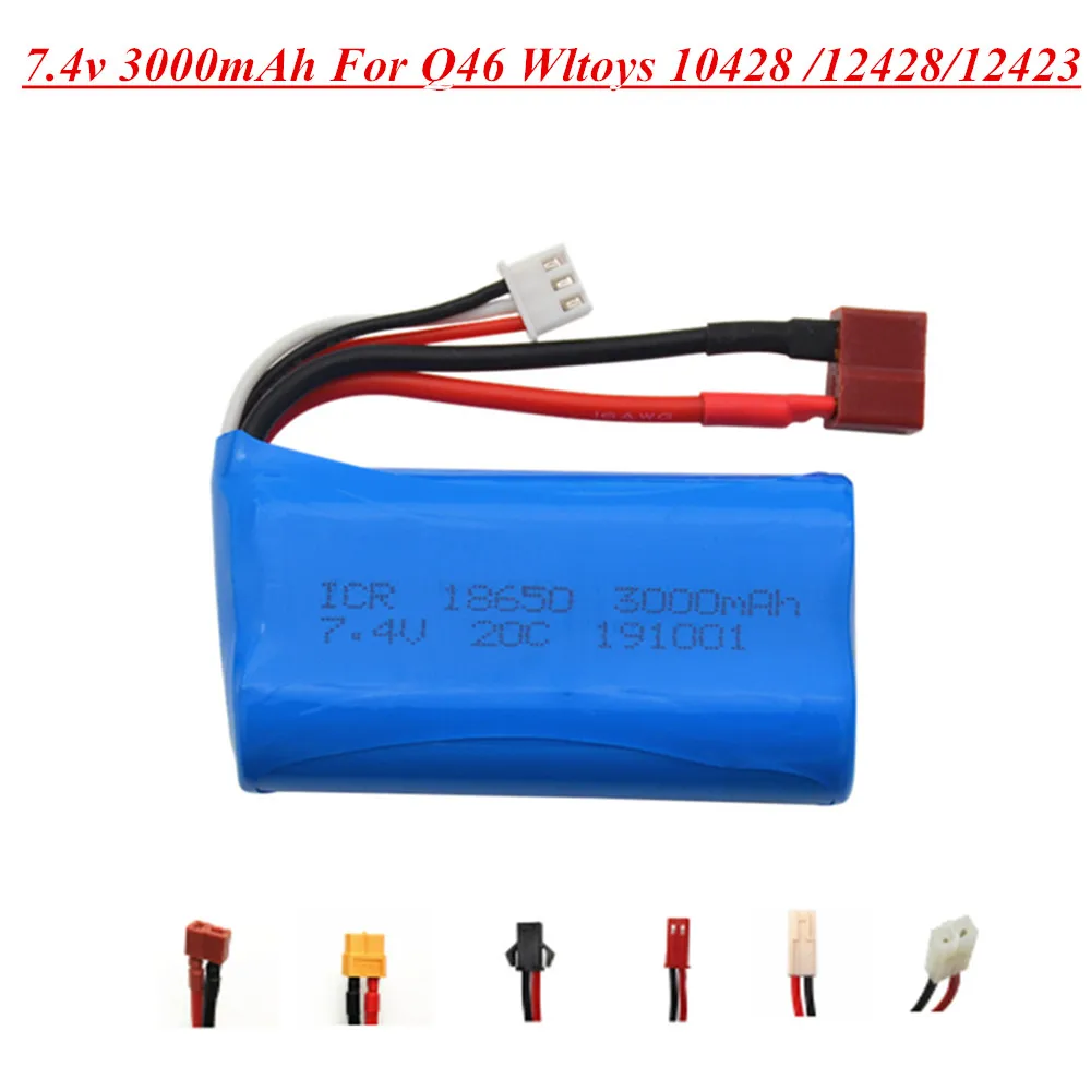 7.4V 3000mah lipo Battery 18650 For Wltoys 144001 A959-B A969-B A979-B K929-B 12428 12423 10428 Q39 RC Car Spare Parts